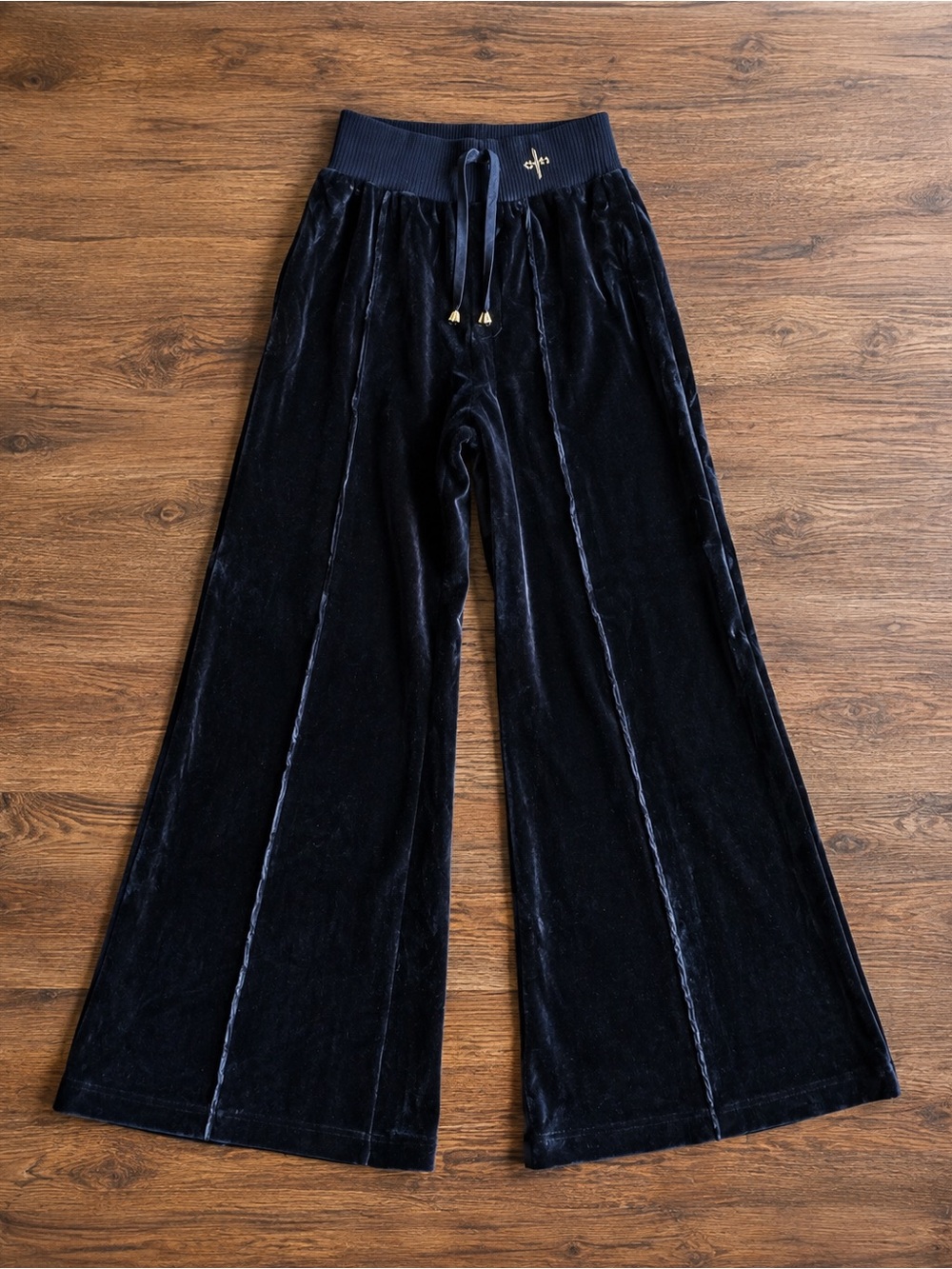 Sierra Hotel SPH Velvet Wide Leg Pants Women’s Large Black Organic Cotton
